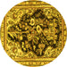 Round Persian Yellow Traditional Rug, tr1061yw