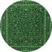 Round Persian Emerald Green Traditional Rug, tr1062emgrn