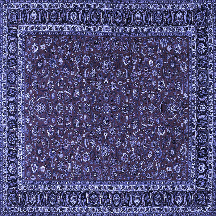 Square Machine Washable Persian Blue Traditional Rug, wshtr1062blu
