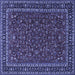 Square Machine Washable Persian Blue Traditional Rug, wshtr1062blu