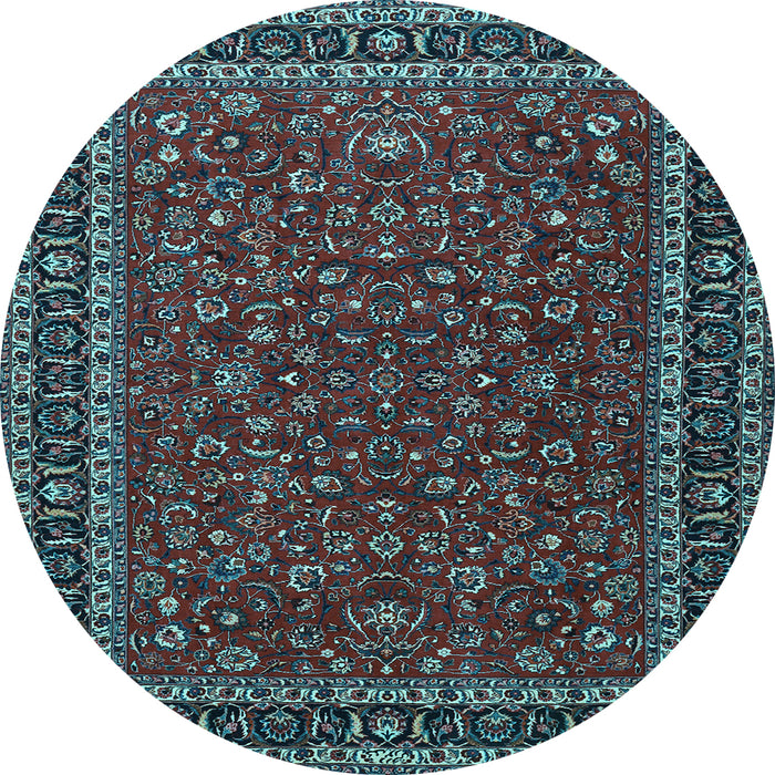 Round Machine Washable Persian Light Blue Traditional Rug, wshtr1062lblu