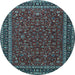 Round Machine Washable Persian Light Blue Traditional Rug, wshtr1062lblu