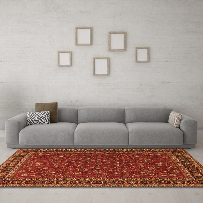 Machine Washable Persian Orange Traditional Area Rugs in a Living Room, wshtr1062org