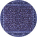 Round Machine Washable Persian Blue Traditional Rug, wshtr1062blu