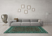 Machine Washable Persian Turquoise Traditional Area Rugs in a Living Room,, wshtr1062turq