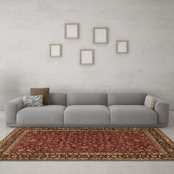 Machine Washable Persian Brown Traditional Rug in a Living Room,, wshtr1062brn