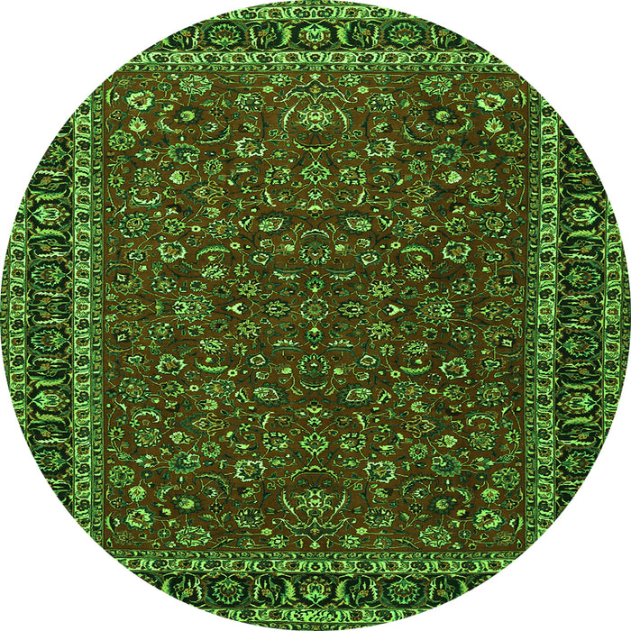 Square Persian Green Traditional Rug, tr1062grn