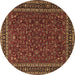 Round Machine Washable Persian Brown Traditional Rug, wshtr1062brn