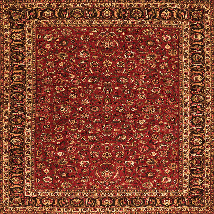Round Machine Washable Persian Orange Traditional Area Rugs, wshtr1062org