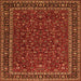 Round Machine Washable Persian Orange Traditional Area Rugs, wshtr1062org