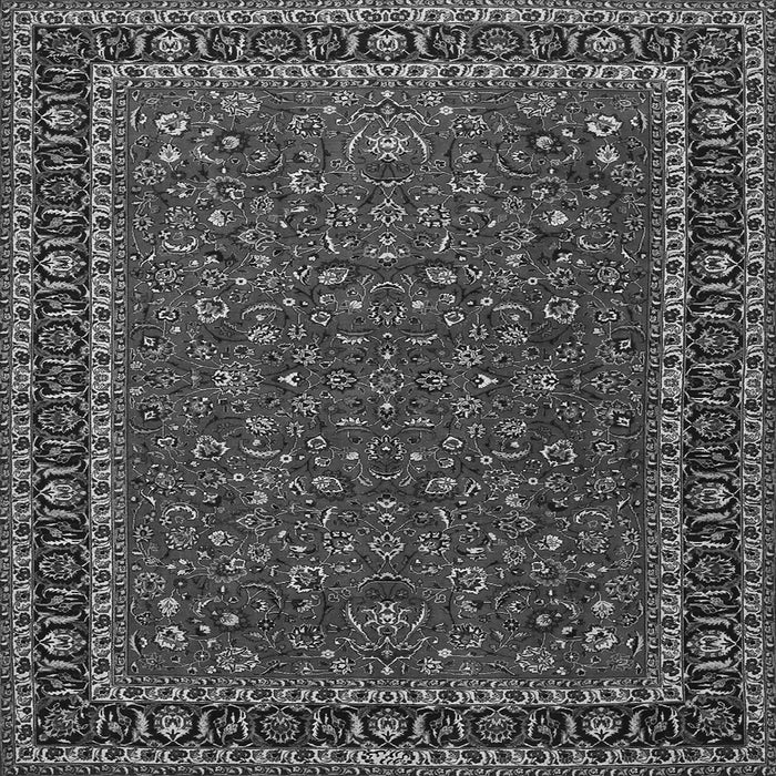 Round Machine Washable Persian Gray Traditional Rug, wshtr1062gry