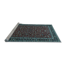 Sideview of Machine Washable Persian Light Blue Traditional Rug, wshtr1062lblu