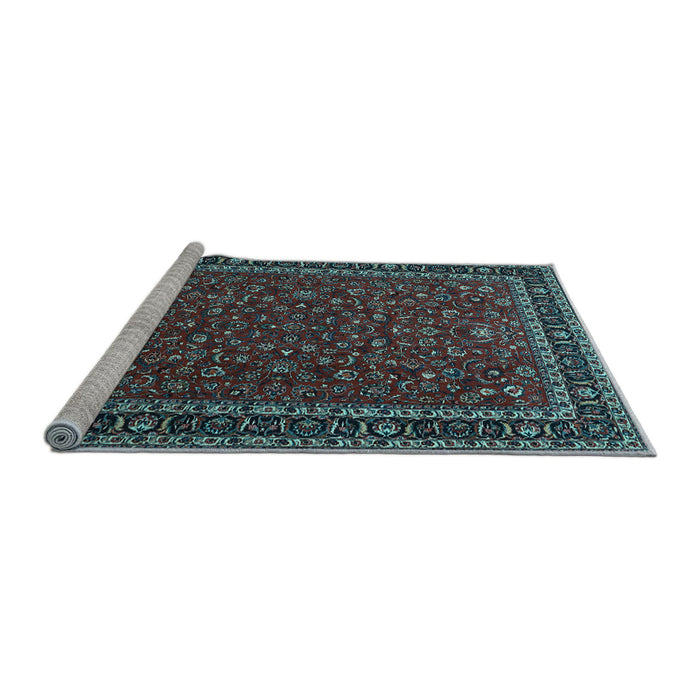 Sideview of Machine Washable Persian Light Blue Traditional Rug, wshtr1062lblu