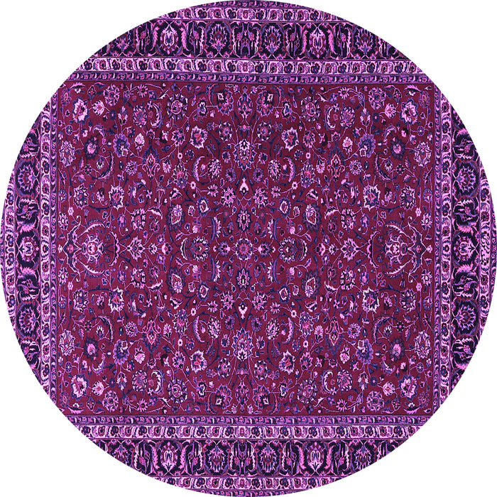 Round Machine Washable Persian Purple Traditional Area Rugs, wshtr1062pur