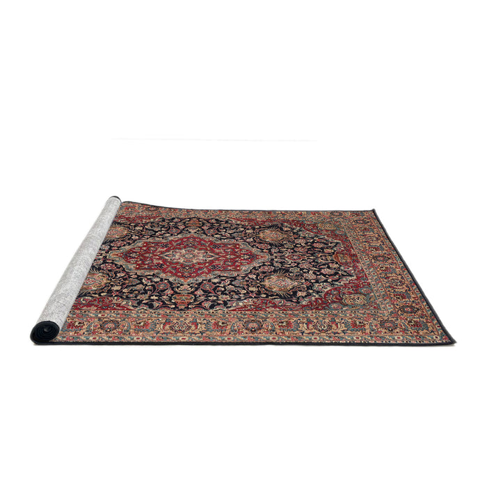 Sideview of Machine Washable Traditional Camel Brown Rug, wshtr1063