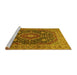 Sideview of Machine Washable Medallion Yellow Traditional Rug, wshtr1063yw