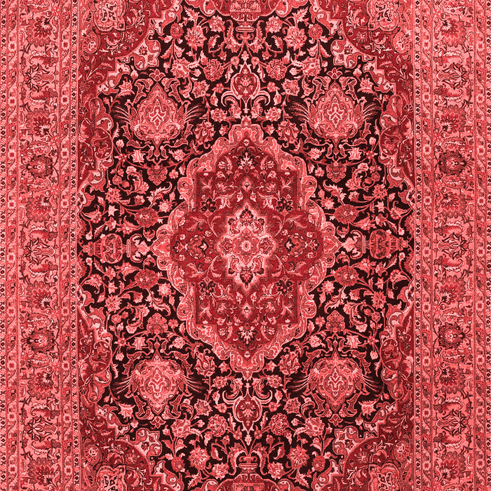 Machine Washable Medallion Red Traditional Rug, wshtr1063red