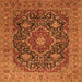 Round Machine Washable Medallion Orange Traditional Area Rugs, wshtr1063org