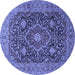 Round Medallion Blue Traditional Rug, tr1063blu