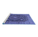 Sideview of Machine Washable Medallion Blue Traditional Rug, wshtr1063blu