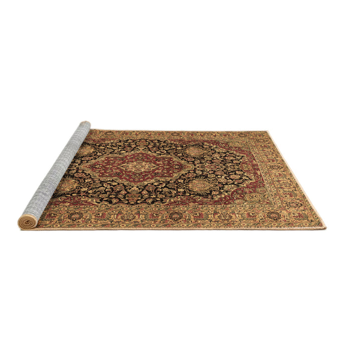 Sideview of Machine Washable Medallion Brown Traditional Rug, wshtr1063brn