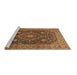 Sideview of Machine Washable Medallion Brown Traditional Rug, wshtr1063brn