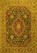 Machine Washable Medallion Yellow Traditional Rug, wshtr1063yw