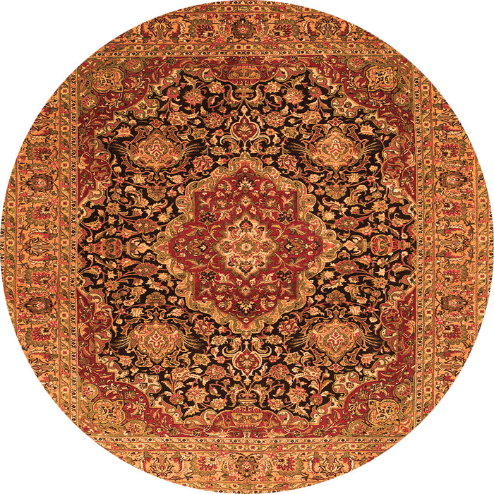 Square Medallion Orange Traditional Rug, tr1063org