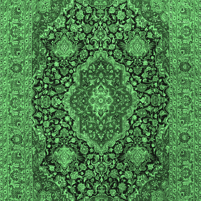 Machine Washable Medallion Emerald Green Traditional Area Rugs, wshtr1063emgrn