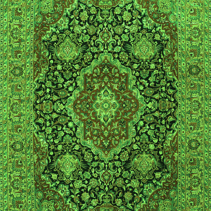 Serging Thickness of Machine Washable Medallion Green Traditional Area Rugs, wshtr1063grn