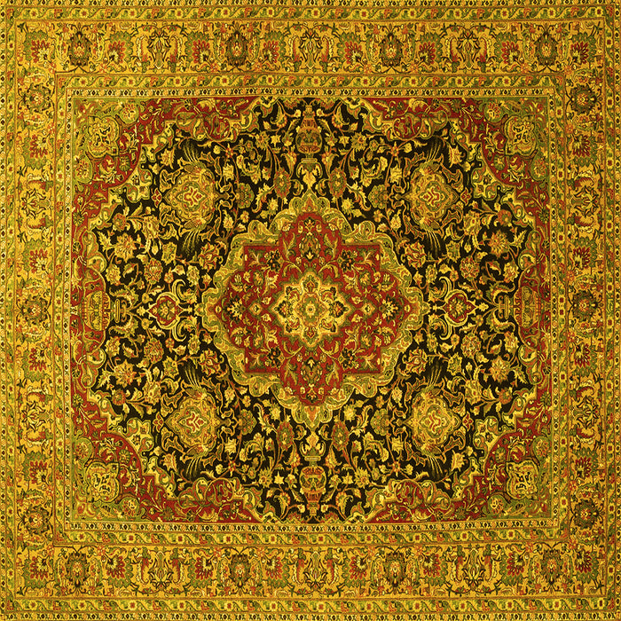 Square Medallion Yellow Traditional Rug, tr1063yw