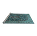 Sideview of Machine Washable Medallion Light Blue Traditional Rug, wshtr1063lblu