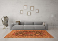 Machine Washable Medallion Orange Traditional Rug, wshtr1063org