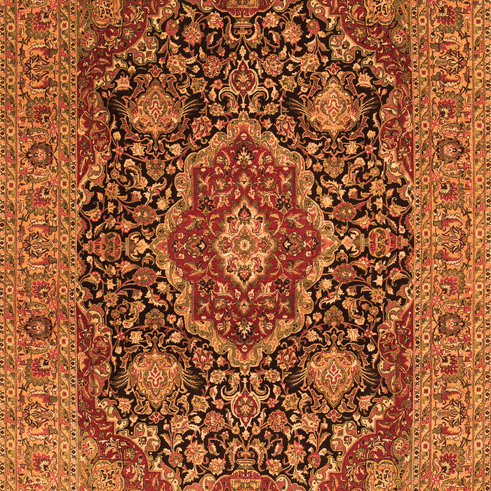 Serging Thickness of Machine Washable Medallion Orange Traditional Area Rugs, wshtr1063org
