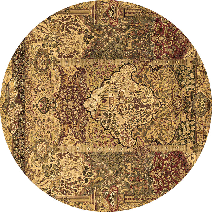 Round Persian Brown Traditional Rug, tr1064brn