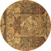 Round Persian Brown Traditional Rug, tr1064brn