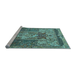 Sideview of Machine Washable Persian Light Blue Traditional Rug, wshtr1064lblu