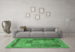 Machine Washable Persian Emerald Green Traditional Area Rugs in a Living Room,, wshtr1064emgrn