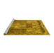 Sideview of Machine Washable Persian Yellow Traditional Rug, wshtr1064yw