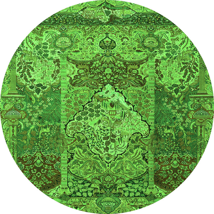 Square Persian Green Traditional Rug, tr1064grn