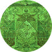 Square Persian Green Traditional Rug, tr1064grn