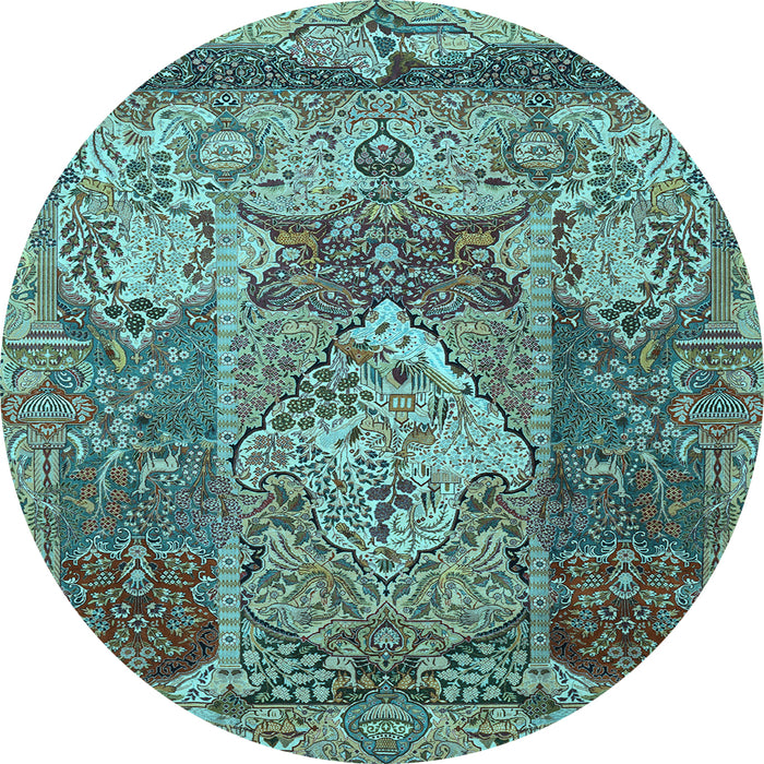 Round Persian Light Blue Traditional Rug, tr1064lblu