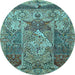 Round Persian Light Blue Traditional Rug, tr1064lblu