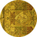 Round Persian Yellow Traditional Rug, tr1064yw
