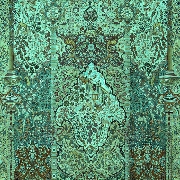Machine Washable Persian Turquoise Traditional Area Rugs, wshtr1064turq
