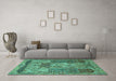 Machine Washable Persian Turquoise Traditional Area Rugs in a Living Room,, wshtr1064turq