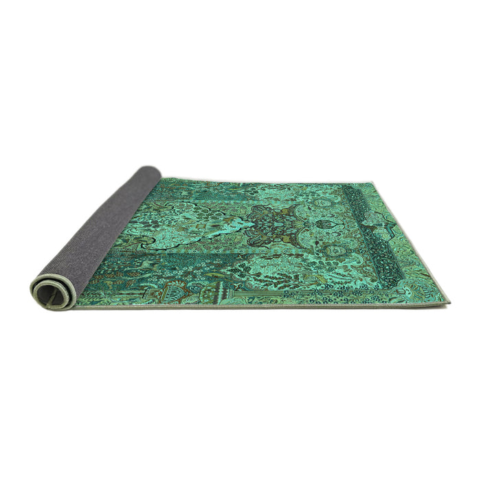 Sideview of Persian Turquoise Traditional Rug, tr1064turq