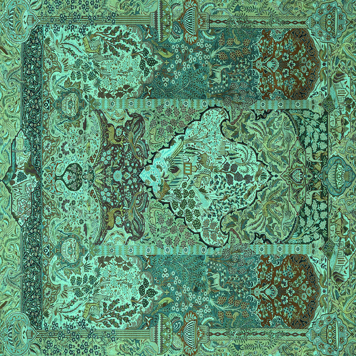 Square Persian Turquoise Traditional Rug, tr1064turq