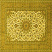 Square Medallion Yellow Traditional Rug, tr1065yw