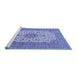 Sideview of Machine Washable Medallion Blue Traditional Rug, wshtr1065blu